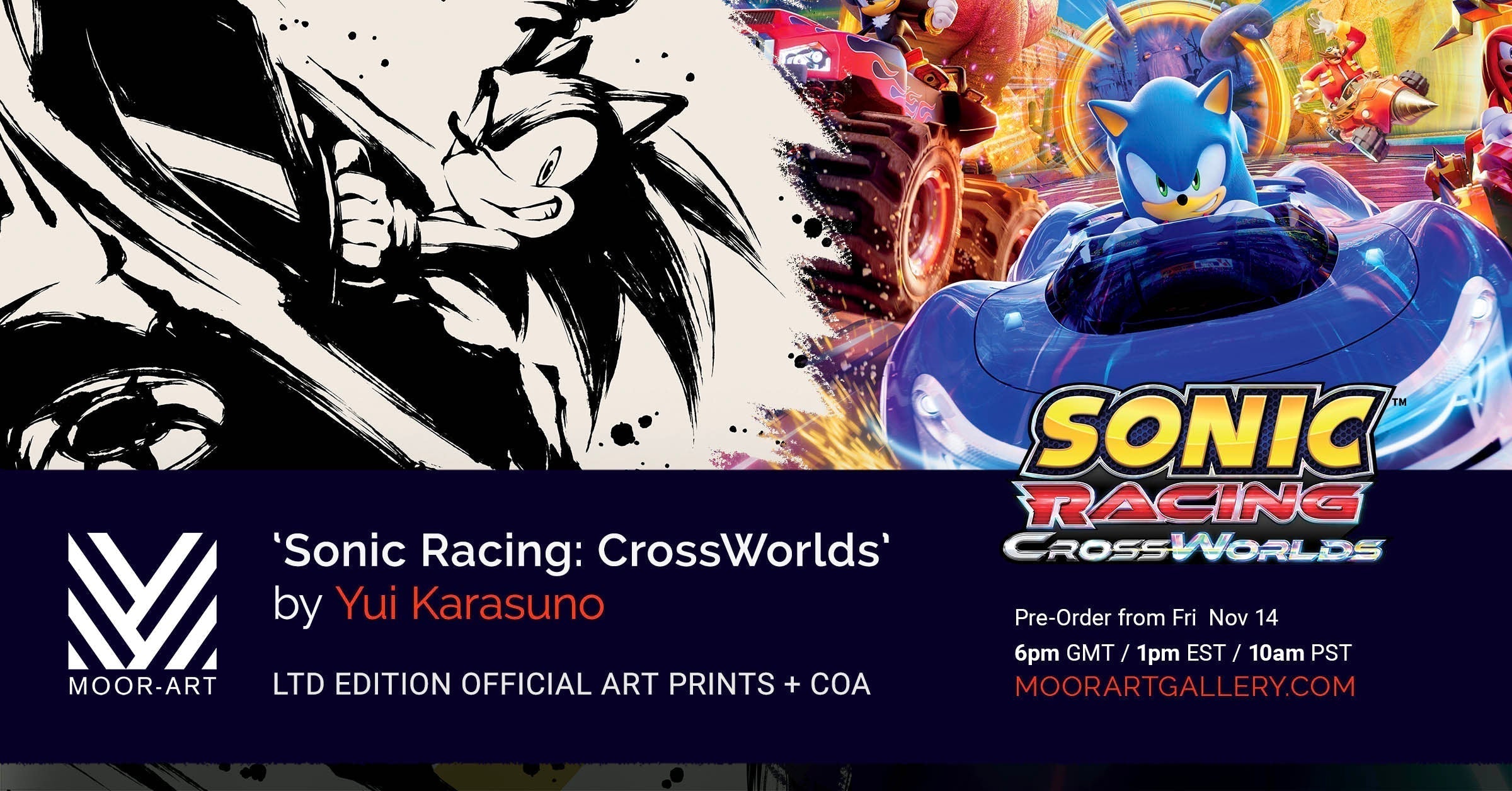 Sonic Racing: CrossWorlds' Official Key Art and Sumi-E Prints by